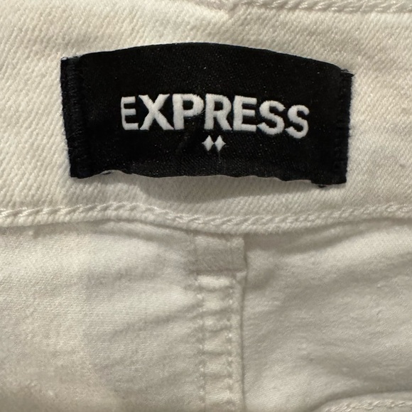 EXPRESS Slim Super High Rise Denim Perfect Size 8R  White Straight Leg Jeans - Picture 11 of 17